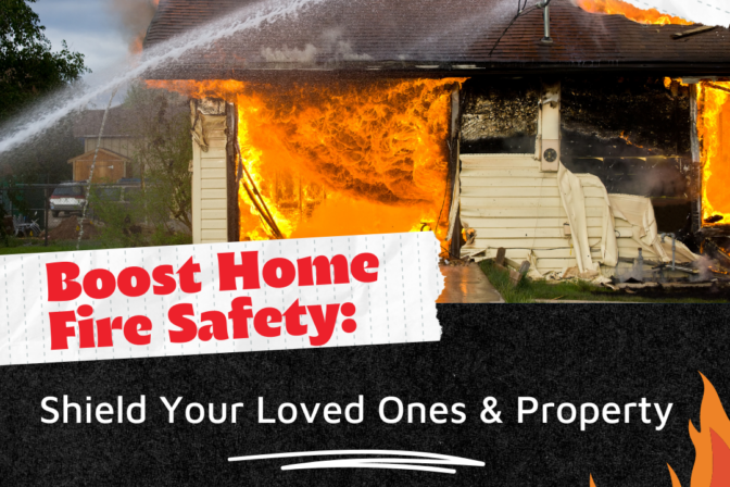 Vinson Home Inspections Boost Home Fire Safety_ Shield Your Loved Ones & Property burning house with water to extinguish the fire