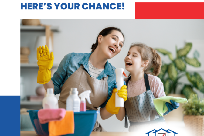 Vinson Home Inspections Ever Thought of Making Home Maintenance a Family Activity_ Here’s Your Chance A woman and a child happily cleaning the living room.